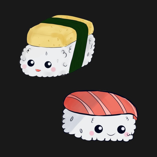 Kawaii Sushi Digital Art Japanese Food Asian by kristinedesigns