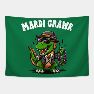 Mardi Grawr Dinosaur TRex Mardi Gras Funny Men Women Kids Tapestry