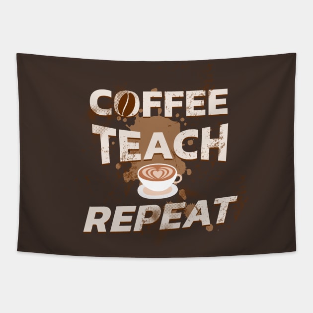 Coffee teach repeat Tapestry by Polynesian Vibes