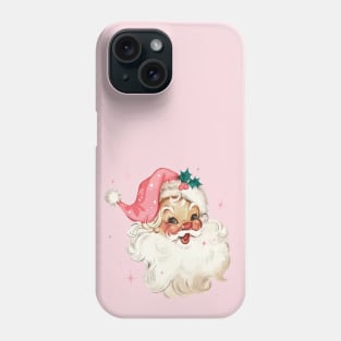 Retro Santa Claus Mid Century Modern Cute Pink Santa Sparkles Phone Case