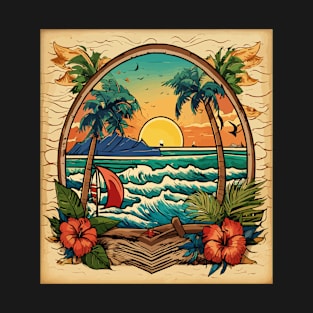 a beach scene with palm trees T-Shirt