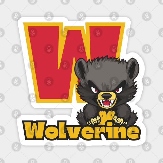 Wolverine - Alphabet Letters - Cute & Funny Magnet by TuncGK