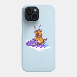 Cute Oryx Riding Ski Boat Cartoon Phone Case