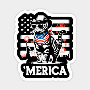 USA Flag Cat 4th of July Funny Patriotic Magnet