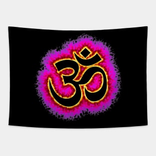 pink Om fire symbol Tapestry