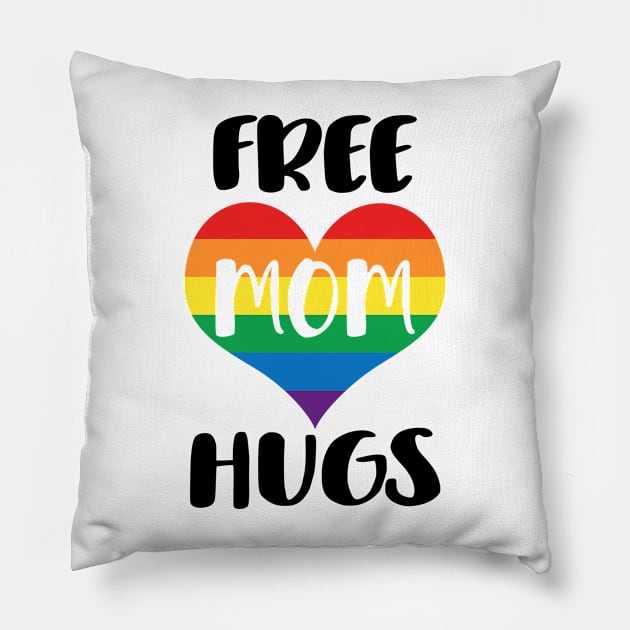 Free Mom Hugs - Black Text Pillow by SandiTyche