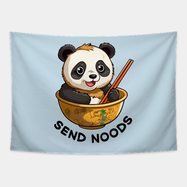 Kawaii Panda in Bowl of Ramen Send Noods Tapestry by AstroWolfStudio