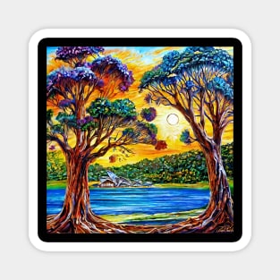 Gum Tree Blue Australian Outback Landscape with the Opera House Magnet