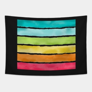 Watercolor Colorful Stripes Tapestry