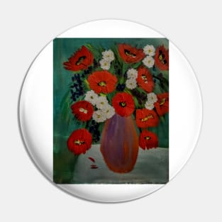 lovely red poppies and daisy's in metallic vase Pin