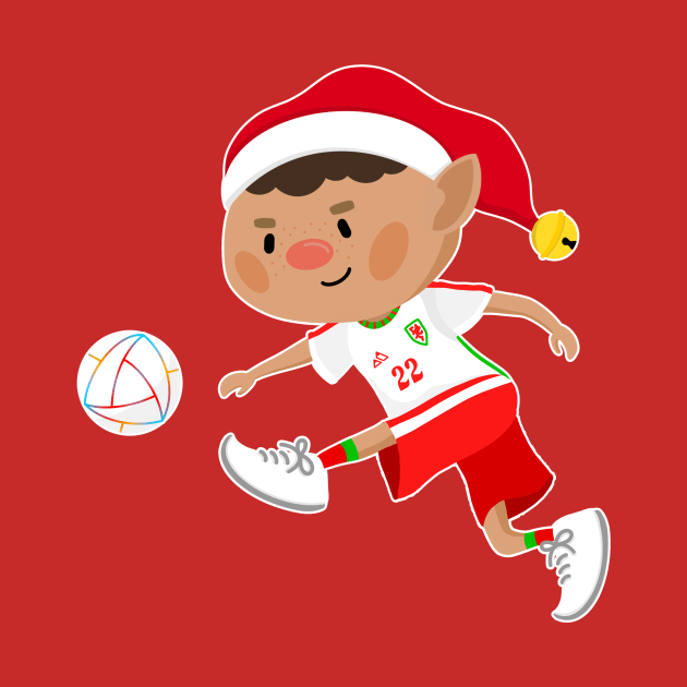 Wales football Christmas elf. Football World Cup soccer by abtchlr