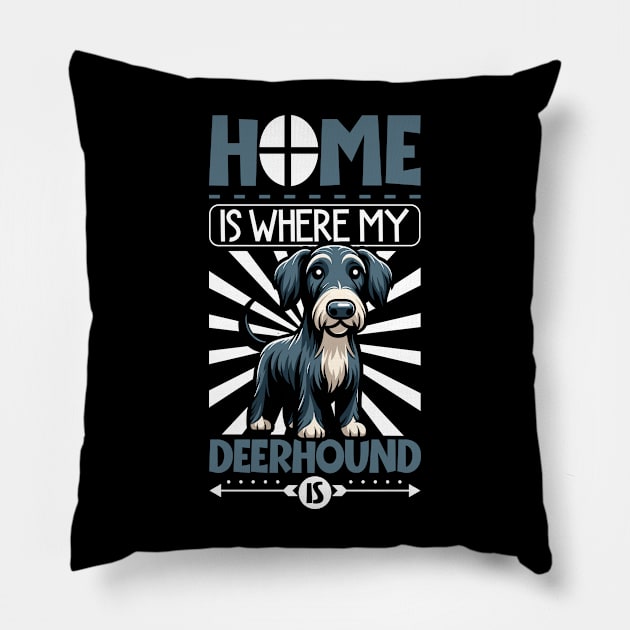 Home is with my Scottish Deerhound Pillow by Modern Medieval Design