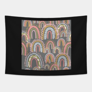 cute boho rainbow pattern grey Tapestry