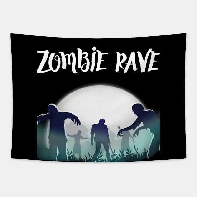 Zombie Rave! Halloween T-shirt Tapestry by Johan13