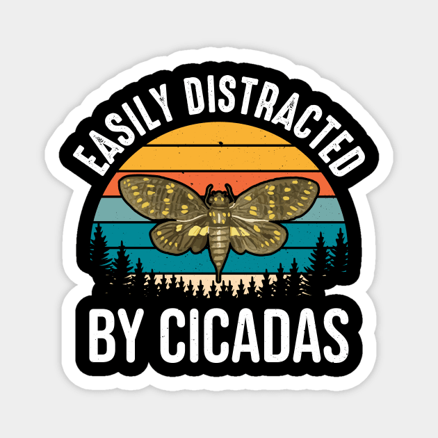 Easily Distracted By Cicadas Vintage Sunset Distressed Design Magnet by jodotodesign