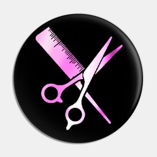 Pink Hairdressing Scissors And Comb Pin