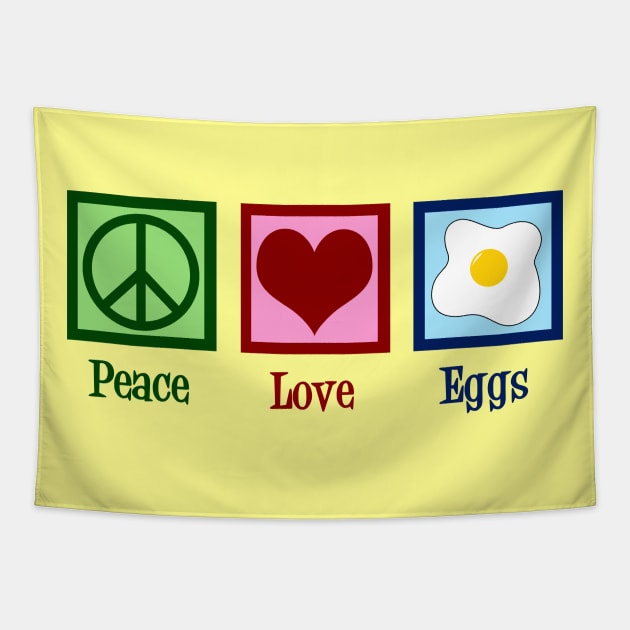 Peace Love Eggs Tapestry by epiclovedesigns