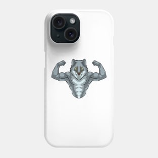 Wolf as Bodybuilder with big Muscles Phone Case