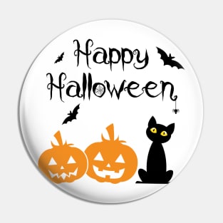 Happy Halloween Cat Pumpkin Pin