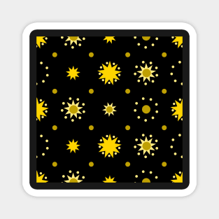 Suns and Dots Yellow on Black Repeat 5748 Magnet