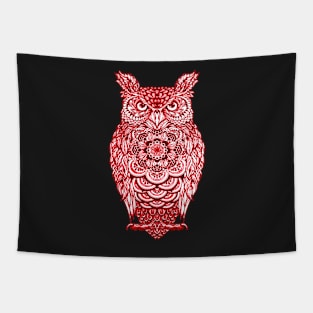 Red Owl, Fun Bird Graphic For Owl Lovers Tapestry