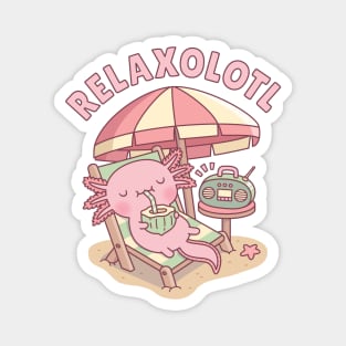 Cute Axolotl Relax A Lot Pun Funny Magnet