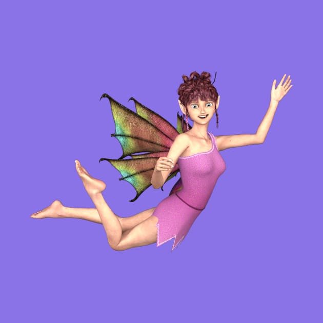 Hello world elf fairy faerie flying with dragon wings by Fantasyart123