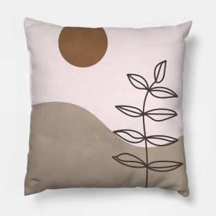 Sun, Leaf, Abstract, Botanical, Mid Century Pillow