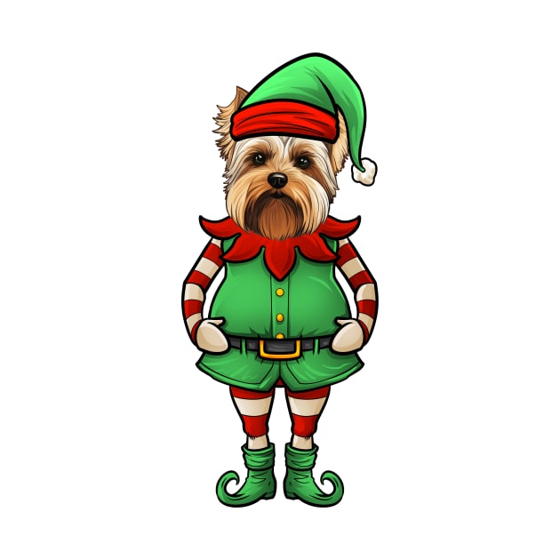 Funny Christmas Elf Biewer Terrier Dog by whyitsme