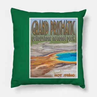 Grand Prismatic Hot Springs in Yellowstone retro poster Pillow