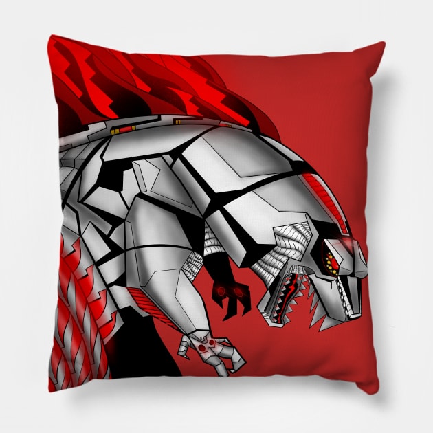 the mechagodzilla, the cyborg kaiju Pillow by jorge_lebeau