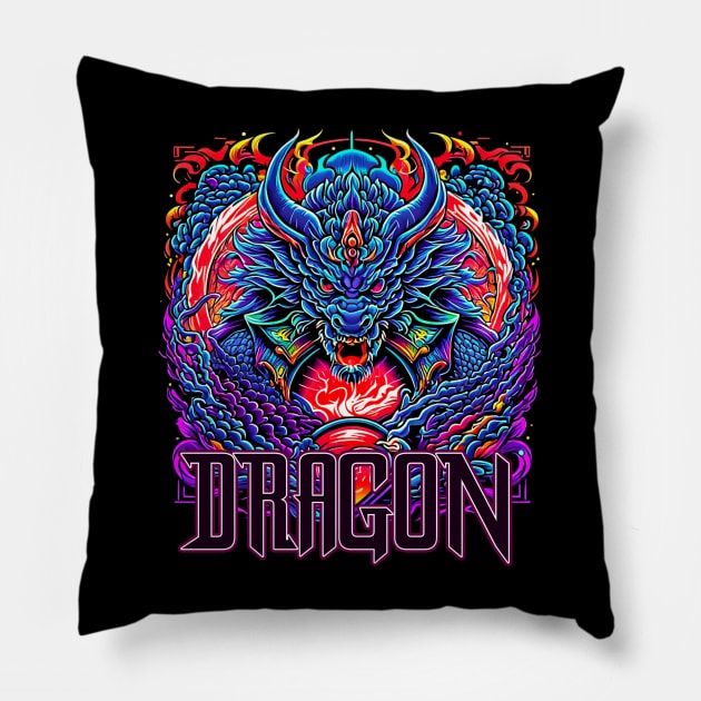 Dragon game Pillow by MusicianCatsClub