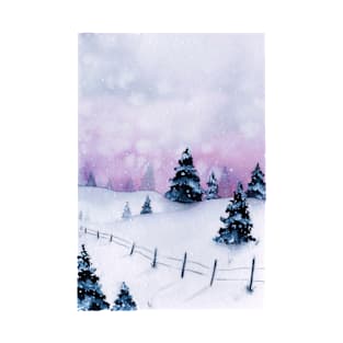 Winter landscape Christmas watercolor T-Shirt