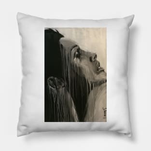 Woman in euphoria painted with drip style Pillow