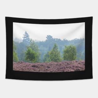 Heathland, morning mist, heather bloom, Niederhaverbeck Tapestry
