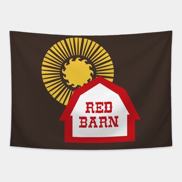 Red Barn restaurant farm and sun Tapestry by carcinojen