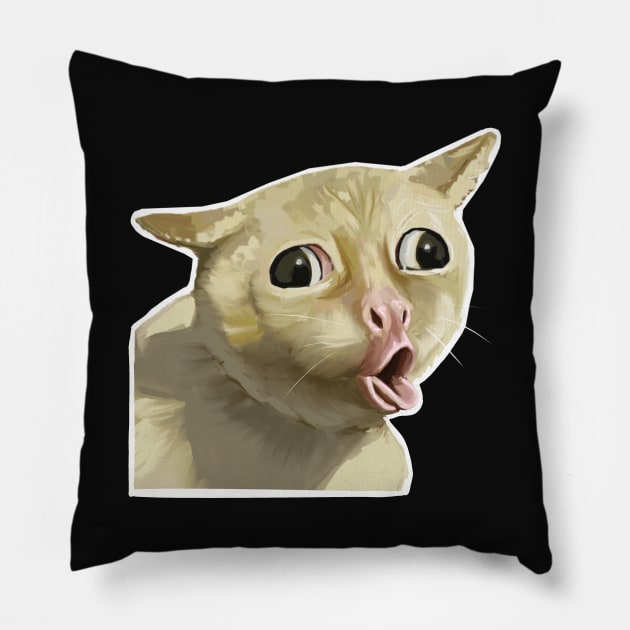 Coughing cat (Ueu) Pillow by Pushi