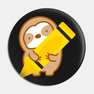 Cute Yellow Crayon Sloth Pin