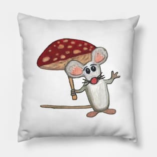 Mouse with Mushroom Umbrella Pillow