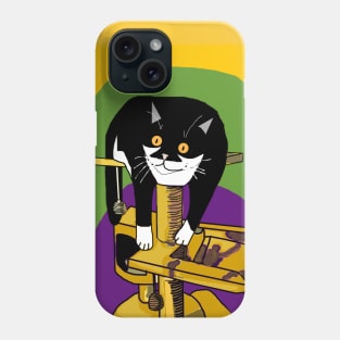 Cute Tuxedo Cat Just hanging on the scratching post  Copyright TeAnne Phone Case