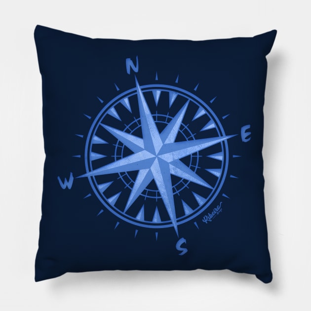 Compass Rose Pillow by Victor Ribeiro