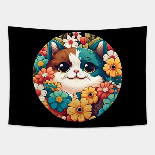 Beautiful Cat Flower Lover - Colorful Cat Kitten Tapestry