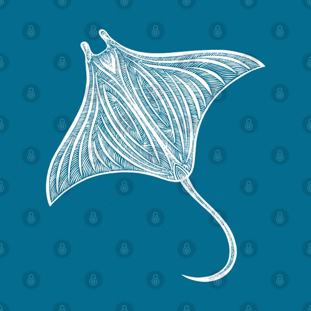 Manta Ray detailed drawing for sea animal lovers by Green Paladin