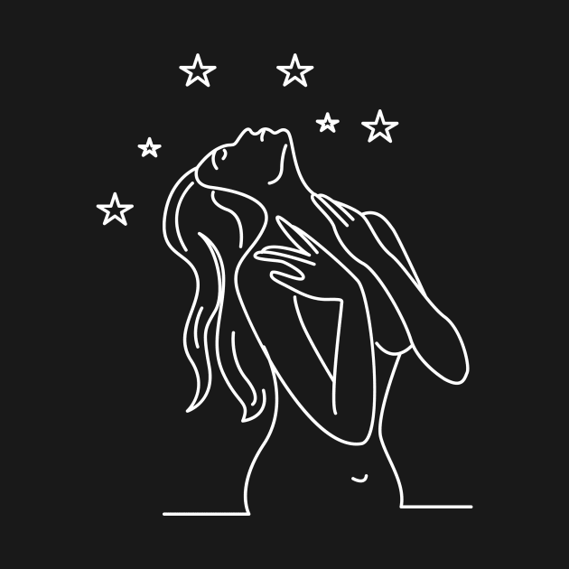 One Line Art Woman with Stars by ArtsySoul