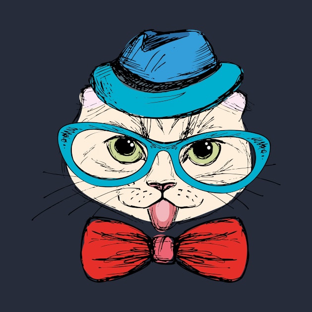 Fashion cat,hand drawn design by naum