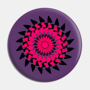 Pink and Black Flower Mandala Pin