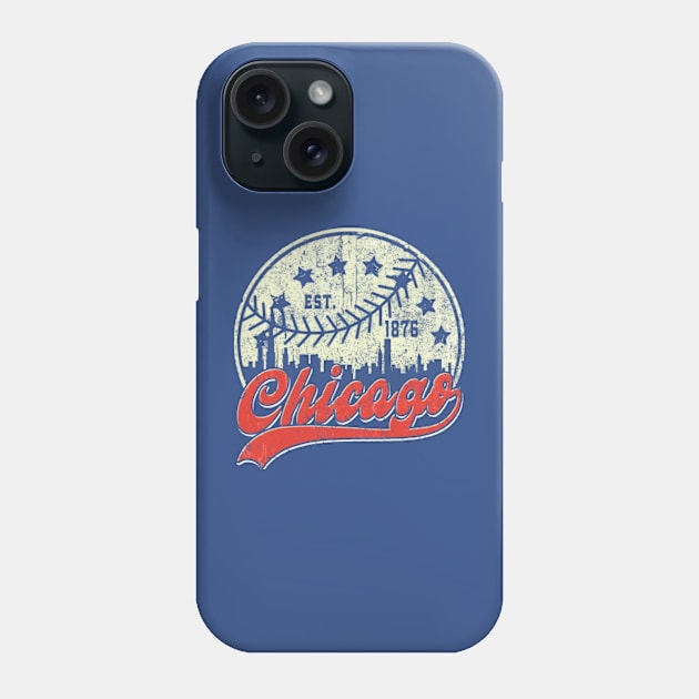 Distressed Chicago Downtown Skyline Baseball Vintage Phone Case by Taylosose