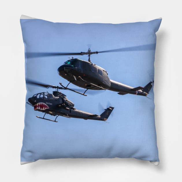 UH-1 Huey and AH-1 Huey Cobra Pillow by acefox1