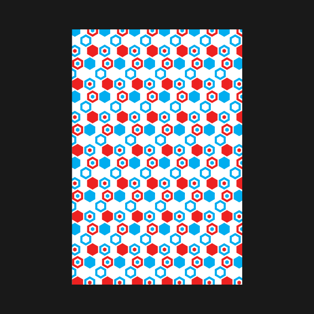 Retro Hexagons - Red White and Blue by Blue-Banana