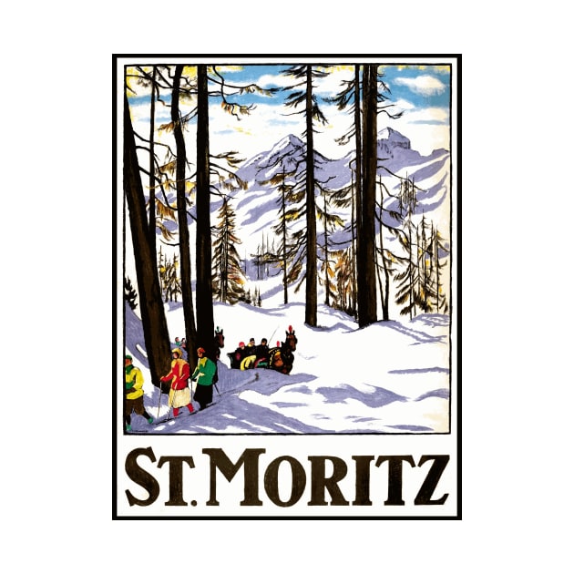 St. Moritz, Switzerland - Vintage Travel Poster Design by Naves